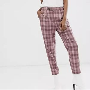 Stradivarius pink plaid trousers